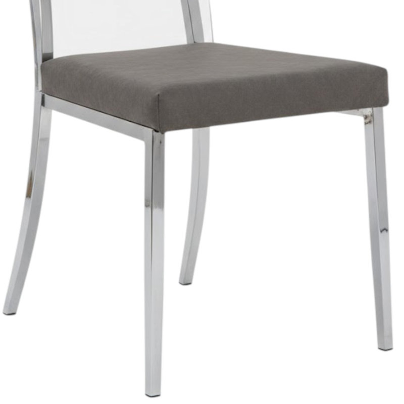 Ensemble de 2 chaises d'appoint en similicuir chromé Zanaiah avec dossier en acrylique transparent