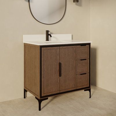 Meuble-lavabo simple en bois massif l 36 po x P 22 po Thayer