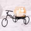 Porte-bougie rickshaw en fer rétro avec contenant à thé en verre, table de 3 po, bureau, décor d'autel