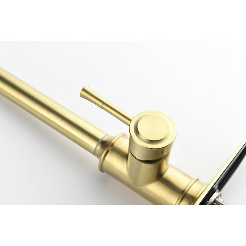 Brushed Gold Pull Down Sink Faucet - Stainless Steel With Rust Treatment, Easy Temperature Control Out Kitchen Surface, Convenient Adjustment