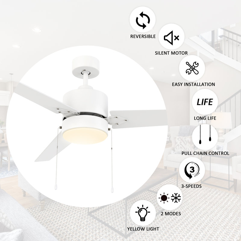 Nafiseh 52'' Ceiling Fan with LED Lights, White