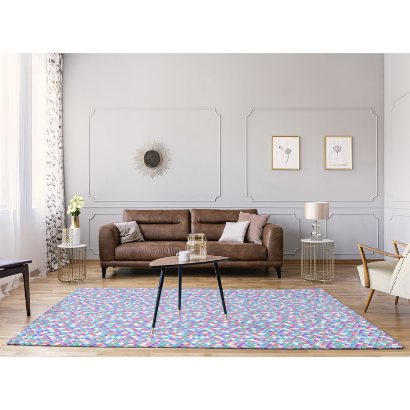 Tapis triangle foncé/bleu clair, Rectangle 5 pi x 7 pi