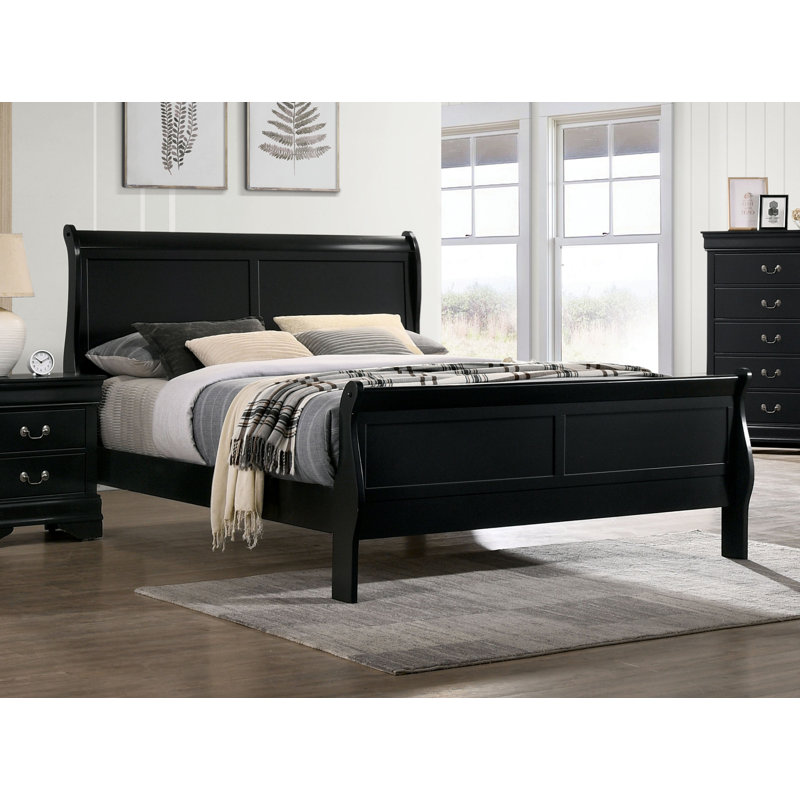 Emīls Sleigh Bed, Black, California King