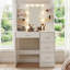 White Vanity Desk with LED Mirror & Storage
