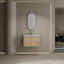 Meuble-lavabo mural avec lavabo en céramique, 2 portes à fermeture douce, chêne, contreplaqué-1603991370