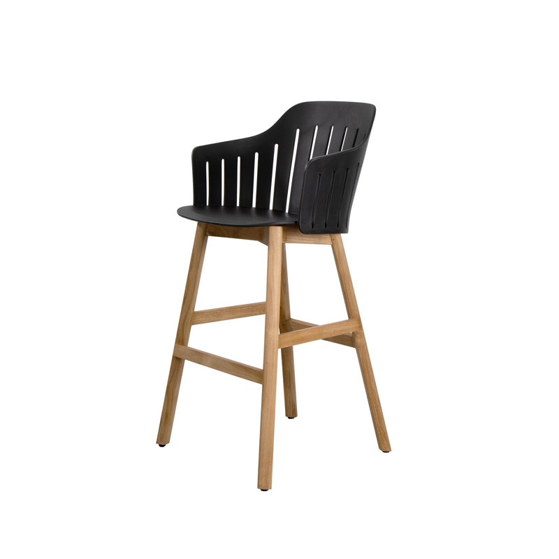Choice Chair 19.7 lbs Indoor and Bar Four Teak Legs Base with Upholstery Cane-line Zen Seat Cover, Black/Teak