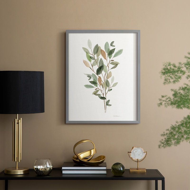 «Leafy Botanical II», reproduction encadrée - bois massif, Gris, H 30 po x l 24 po