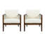 Chaises club d'extérieur (ensemble de 2), structure en bois d'acacia avec dossier en corde, coussins beiges hydrofuges pour patio / cour arrière / terrasse-129910342