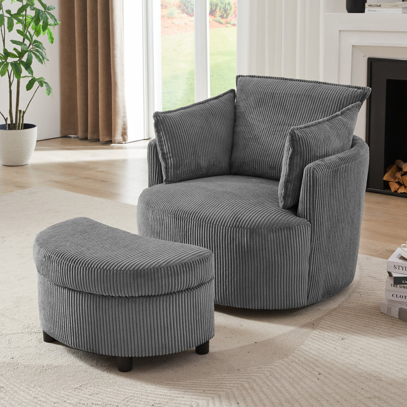 Chaise pivotante à 360 ° avec repose-pieds, Gris