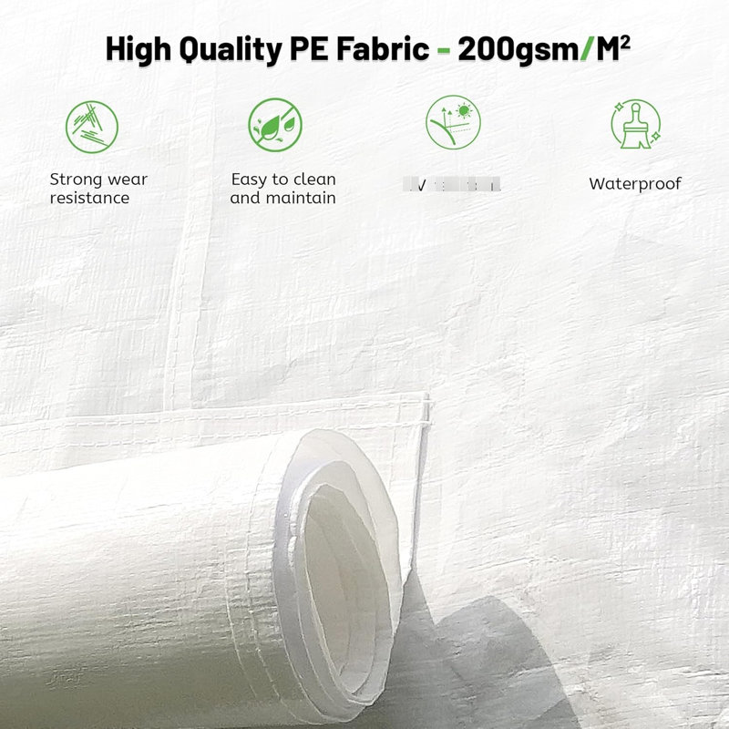 Housse pour abri de jardin 12 pi x 16 pi - Hiver universel imperméable avec parois latérales et fenêtres en filet fabriquées en PE résistant au vent et facile à utiliser pour les abris de jardin toutes saisons se transformant en rangement protégé