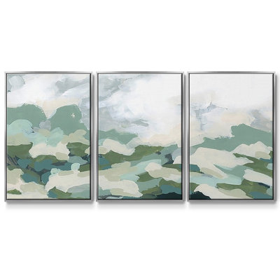 Verdant Hillside II - 3 pièces, reproduction sur cadre flottant sur toile