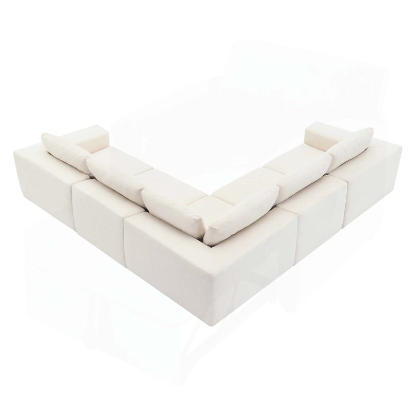 Canapé modulaire avec tissu d'ameublement Boneless, Tissu éponge beige