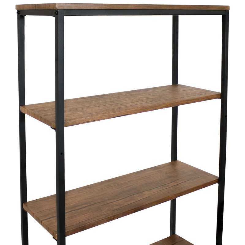 Natarbora 69" H Industrial-Style 4-Tier Over-the-Toilet Shelf Storage - Teak, Teak