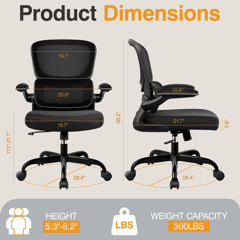 Enrikas Ergonomic Mesh Task Chair, Black/Black