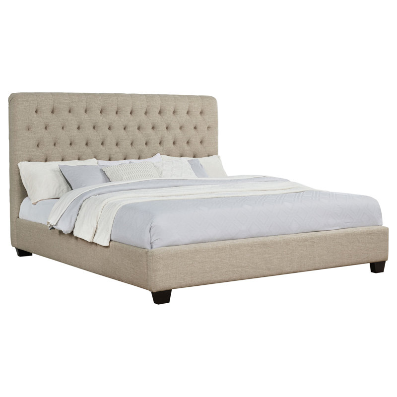 Oatmeal Upholstered Eastern Panel Bed