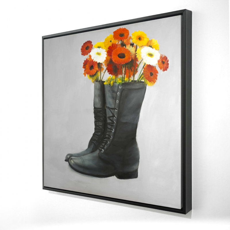 Bottes pleines de fleurs, reproduction sur toile