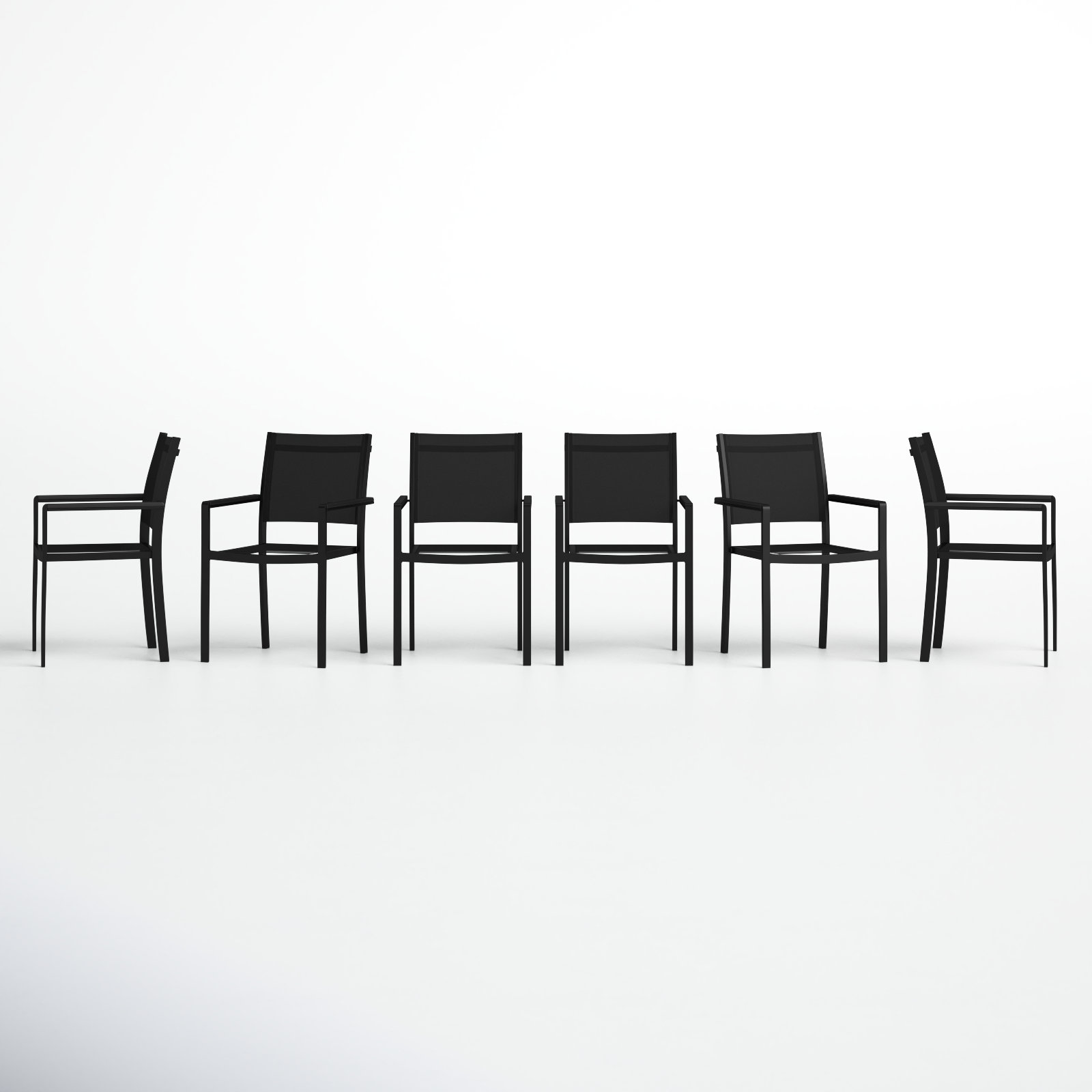 Pangea Home Aynura Modern Outdoor Aluminum Dining Chairs with Quick-Dry Mesh, Black