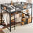 Full Loft Bed with Desk and Storage, Metal Loft Bed Frame with Ladders, Noise-Free, No Box Spring Needed, Black-2040538441-2040538440
