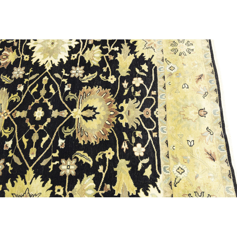 Tapis oriental noir Oushak Chobi, Rectangulaire 8 pi x 10 pi