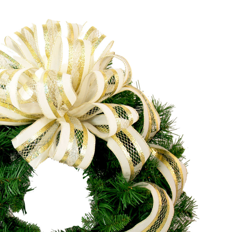 Holiday Ribbon 26" Wreath, Ivory