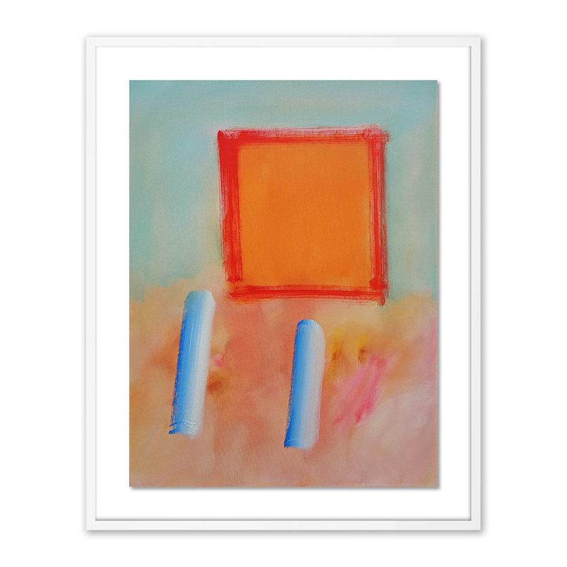 Figures in a Souk B Framed Print, 40" H x 32" W x 2.5" D, White