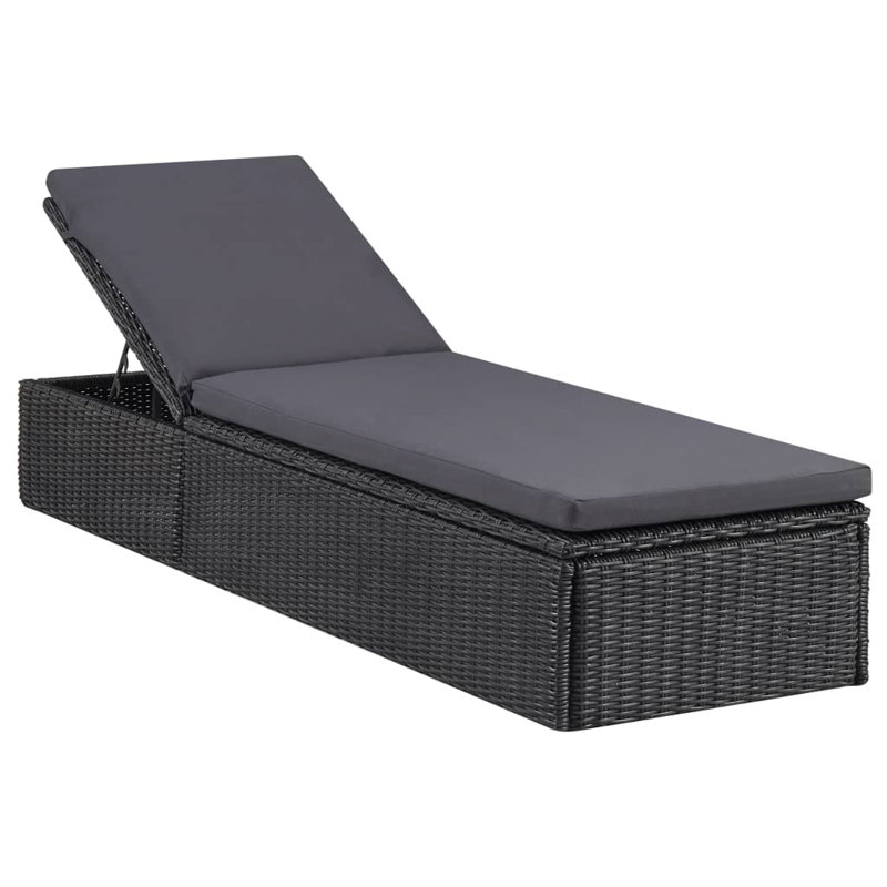 Nidhin Outdoor Single chaise with Cushions, Dark Gray, Black