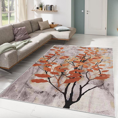 Non-Slip Area Rug, 100% Polyester, 47.2 x 70.9 inches | Raschel Knitting, Pile Height: 0.4 inches | Woven Carpet with Felt Dot Underside, Machine Washable | Stylish Digital Print Design for Home Decor
