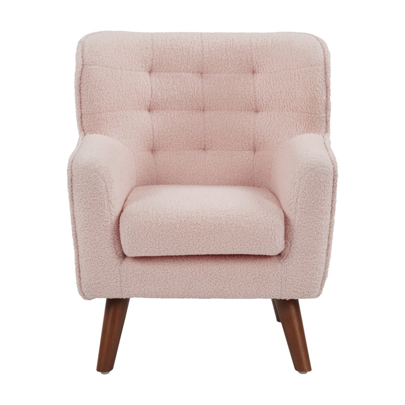 ECR4Kids Mila Sherpa Toddler Arm Chair with Removable Wooden Legs, Kids Furniture, Pink