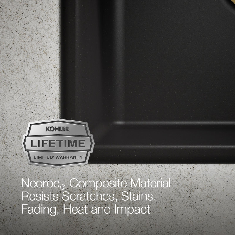 Kennon Neoroc 25" L x 22" W Undermount Kitchen Sink with Sink Grid, Matte Black