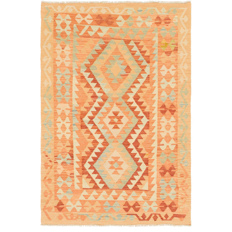 Tapis de zone en laine 3 pi 3 po x 5 pi one-of-kind main-noué la Elland