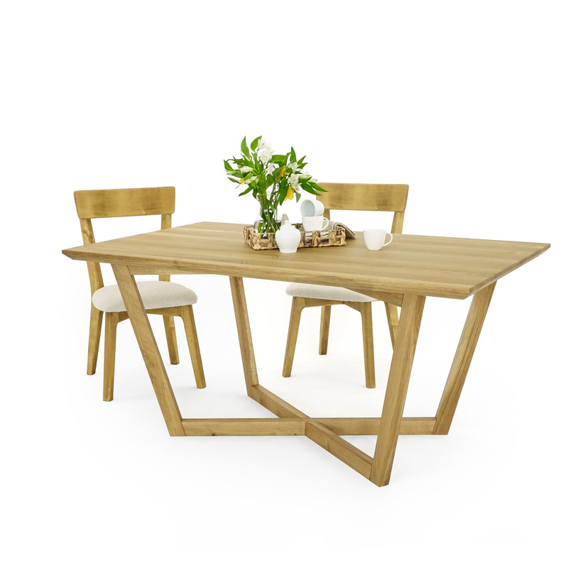 Yorkana Oak Solid Wood Base Dining Table, 75cm H x 180cm L x 90cm W, Untreated Wood