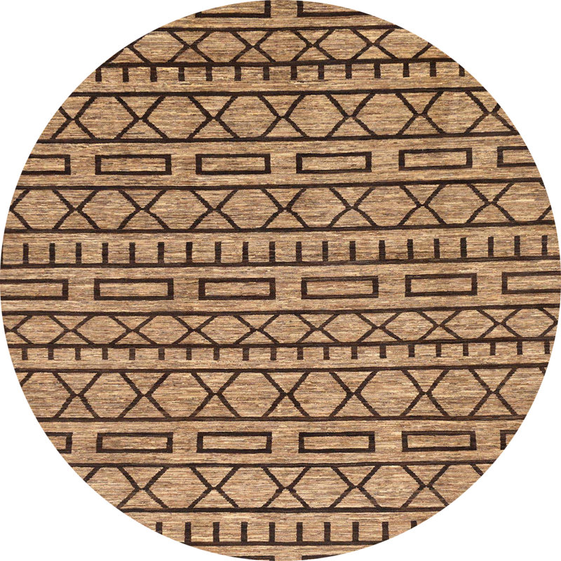 Tapis abstrait à motif abstrait moderne, Rond 4 pi