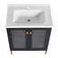 Meuble-lavabo autoportant de 28 pouces avec lavabo en céramique et porte à fermeture douce, parfait pour les espaces modernes et compacts.-1704828876