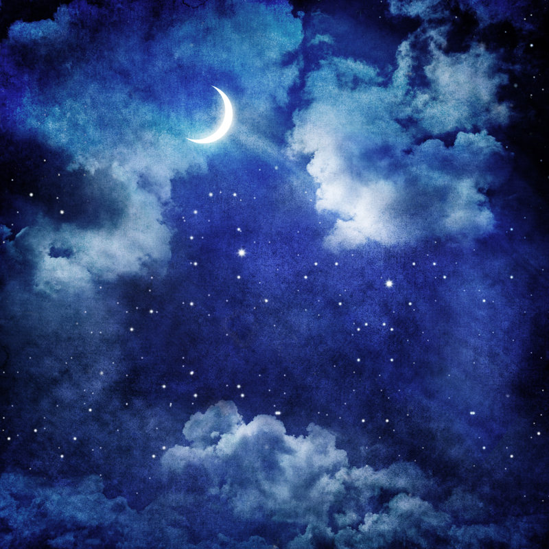 Night Sky With Moon And Stars by Kamisoka - Wrapped Canvas Print, 122cm H x 122cm W x 3.8cm D