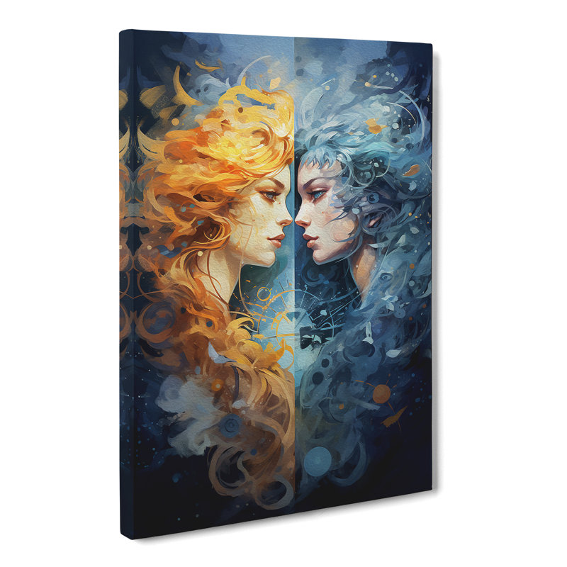 Gemini Zodiac Impressionism - Print, 60cm H x 40cm W x 3cm D