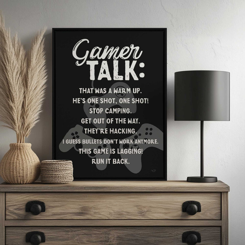 Reproduction d'art «Gamer parler» par Lux + Me Designs, L 12 po x H 16 po, Noir, Toile avec cadre