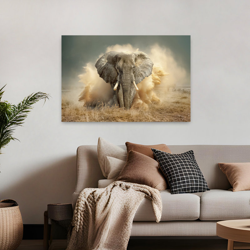 Art mural contemporain abstrait Desertelephant, H 48 po x l 32 po