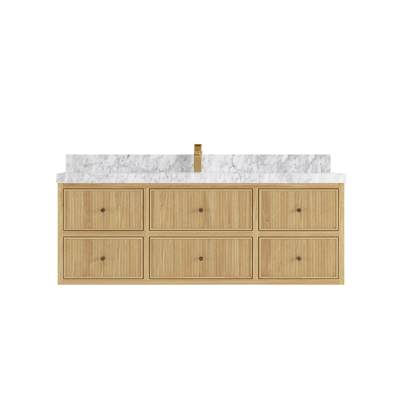 Ensemble de meuble-lavabo simple 60 po Sonoma, Marbre de Carrare