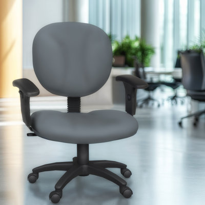 Chaise de bureau pivotante en tissu avec accoudoirs réglables Regency Comfort Series - Gris