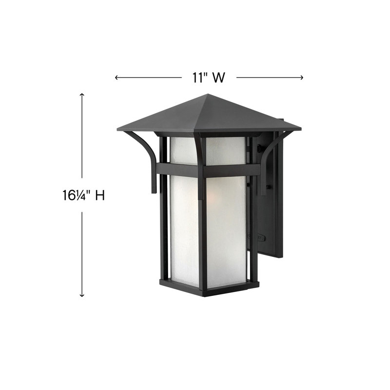 Harbor Outdoor Wall Lantern, 16.3" H x 11" W, Satin Black, MED
