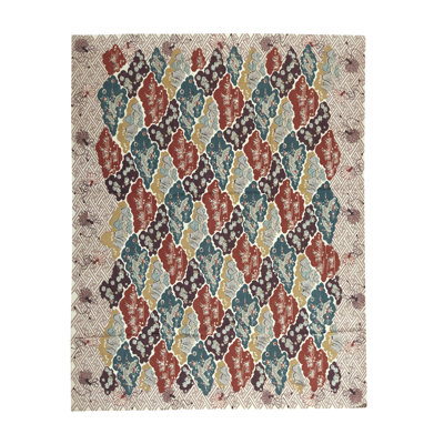 Hand-Knotted High-Quality Ivory and Multi-Coloured-Coloured Area Rug