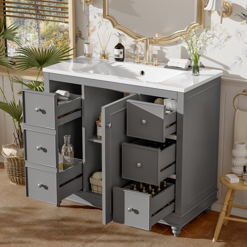Ensemble de meuble-lavabo simple 36 po Debie, Gris