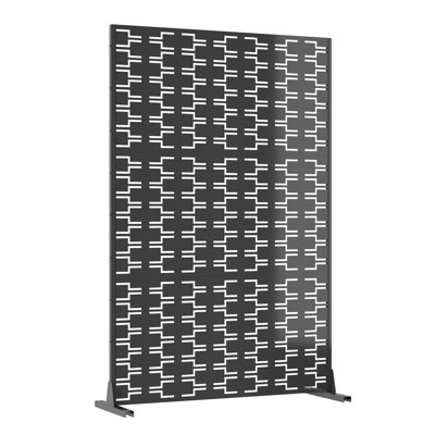 Freestanding Metal Outdoor Privacy Screen with Stand, 47" W x 74" H Garden Room Divider - Rustproof Galvanized Steel - Laser-Cut Brick Design Panel - 47*72 inches 11 - brick style