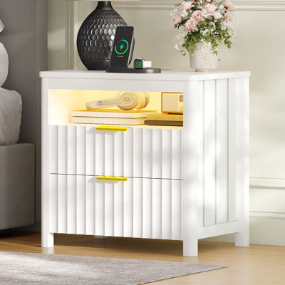 2-Drawer Nightstand With Hidden Storage And Human Sensor Light