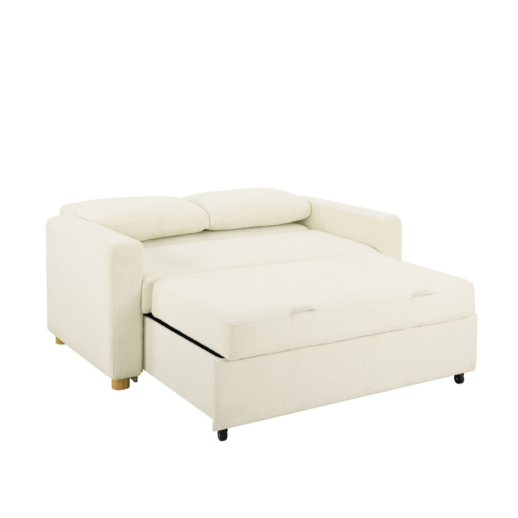 Serta Tacoma Convertible Sofa in Ivory Fabric Upholstery