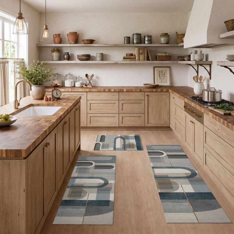 Tapis de cuisine géométriques antidérapants lavables