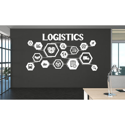 Logistique, décalcomanie murale, gestion de la planification, transport, inventaire, emballage, distribution