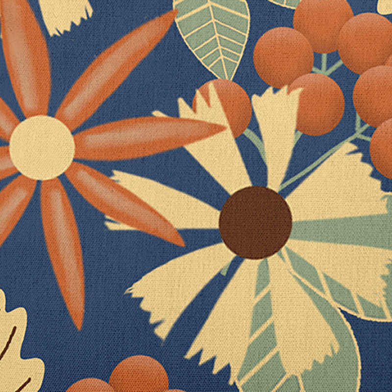 Fall Floral Accent Pillow, Square, 18"H x 18"W, Navy