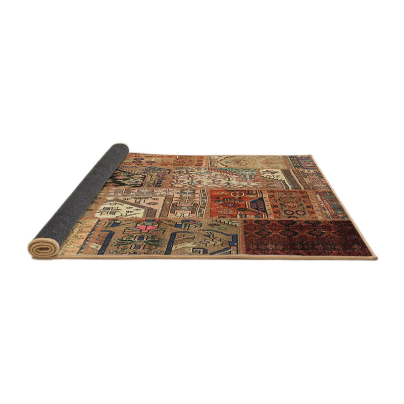Tapis brun/orange/gris zone contemporaine, Rond 3 pi