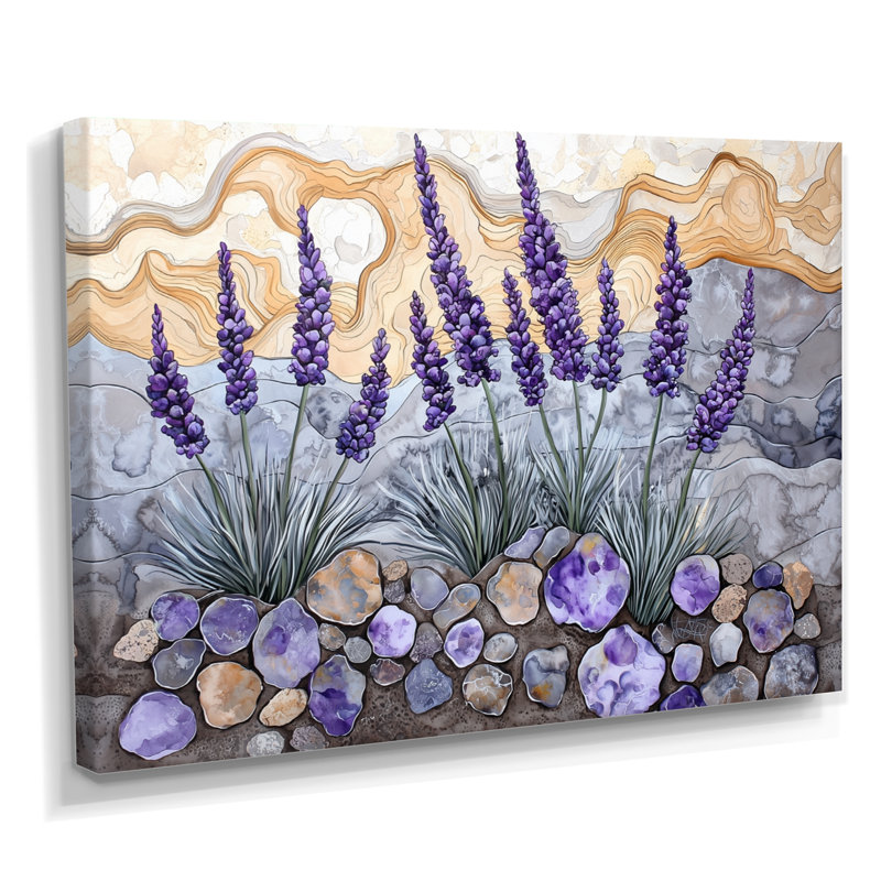 Velours lavande Meadows sur agate I - art mural lavande, Wrapped Canvas, Ne s’applique pas, H 24 po x l 32 po